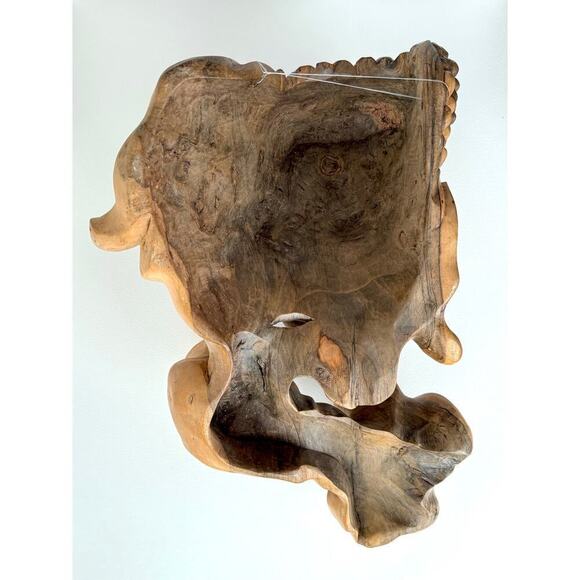 Lord Ganesha Sculpture Large Burled Wood Hand Carved Handmade Wall Hanging OOAK - Picture 10 of 10